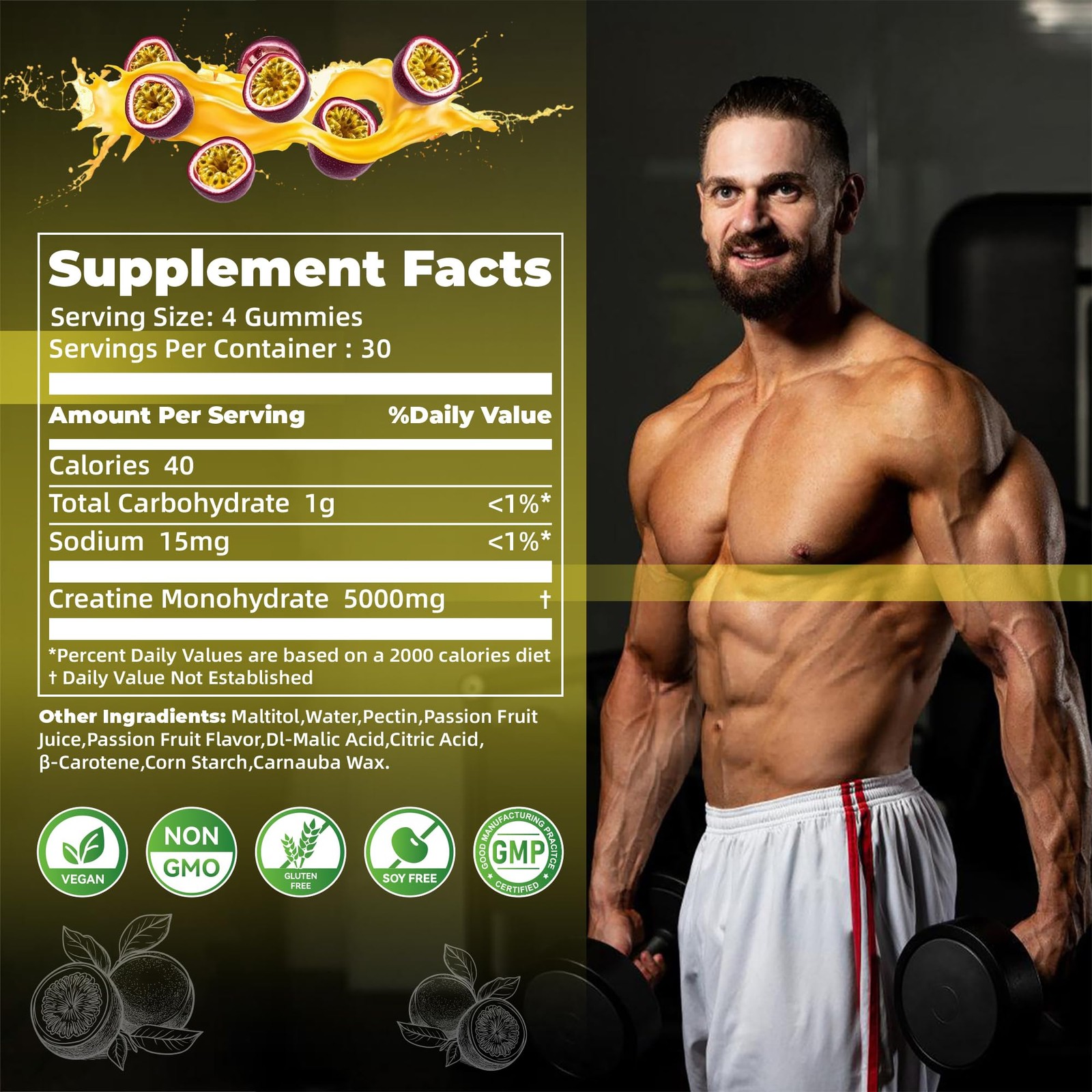 NSF Certified Creatine Gummy – Creatine Monohydrate Gummies for Men & Women-5…