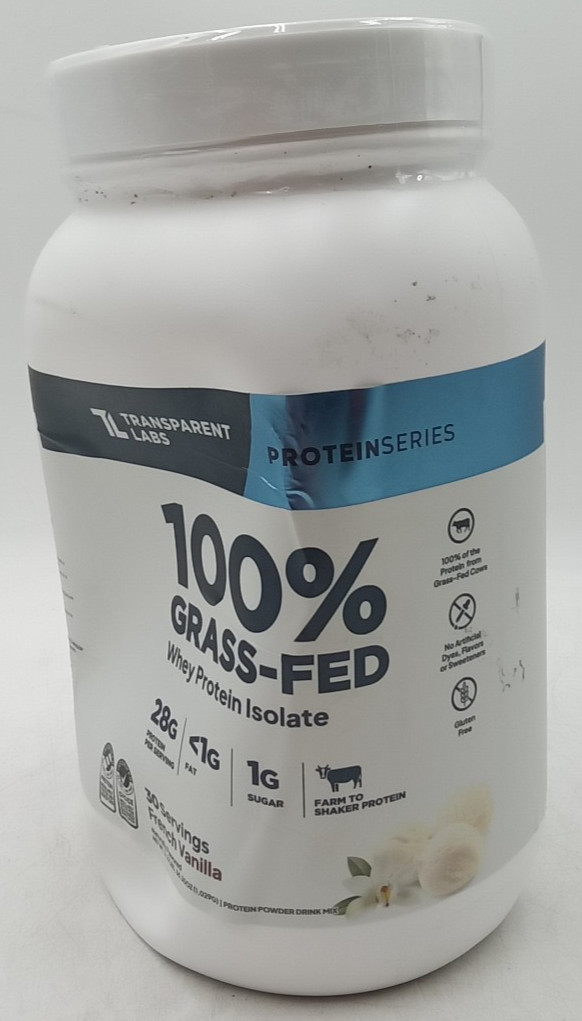 Transparent Labs Grass Fed Whey Protein Isolate French Vanilla Exp 2/26/28