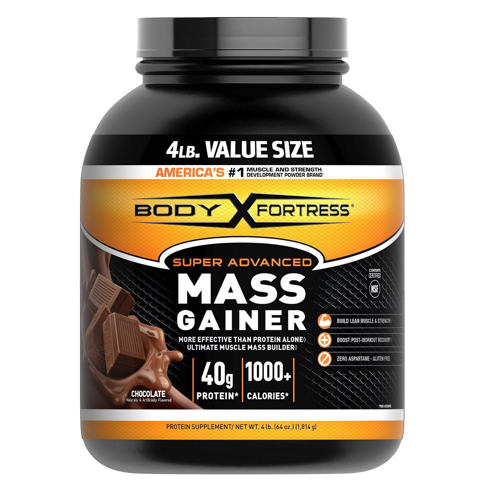 Body Fortress Super Advanced Whey Protein Powder Mass Gainer, Choco 4 LBS