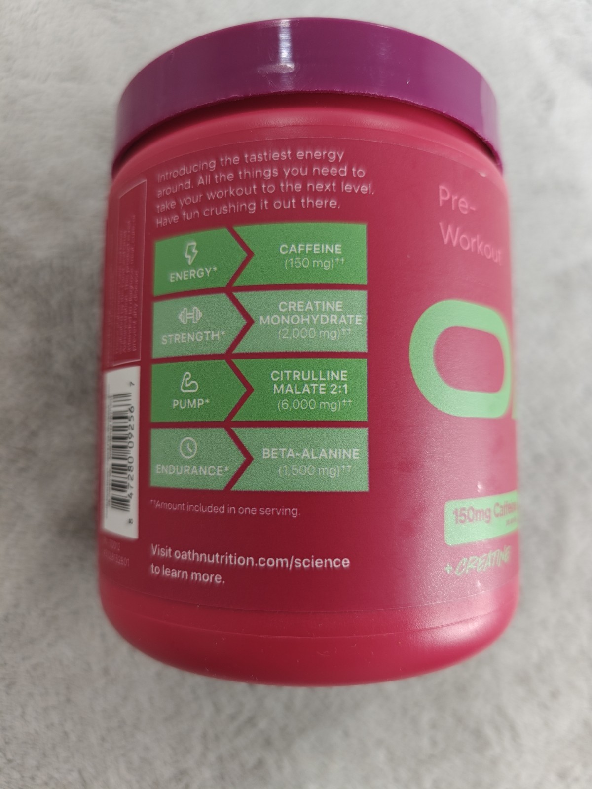 Oath Nutrition Pre-Workout Sports Nutrition Supplement Powder Appleberry Orchard