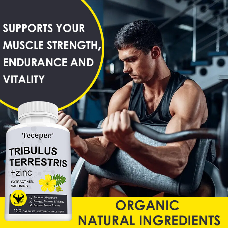 Tribulus Terrestris 1500mg per serving Minimum 45% Saponins Extract with Zinc