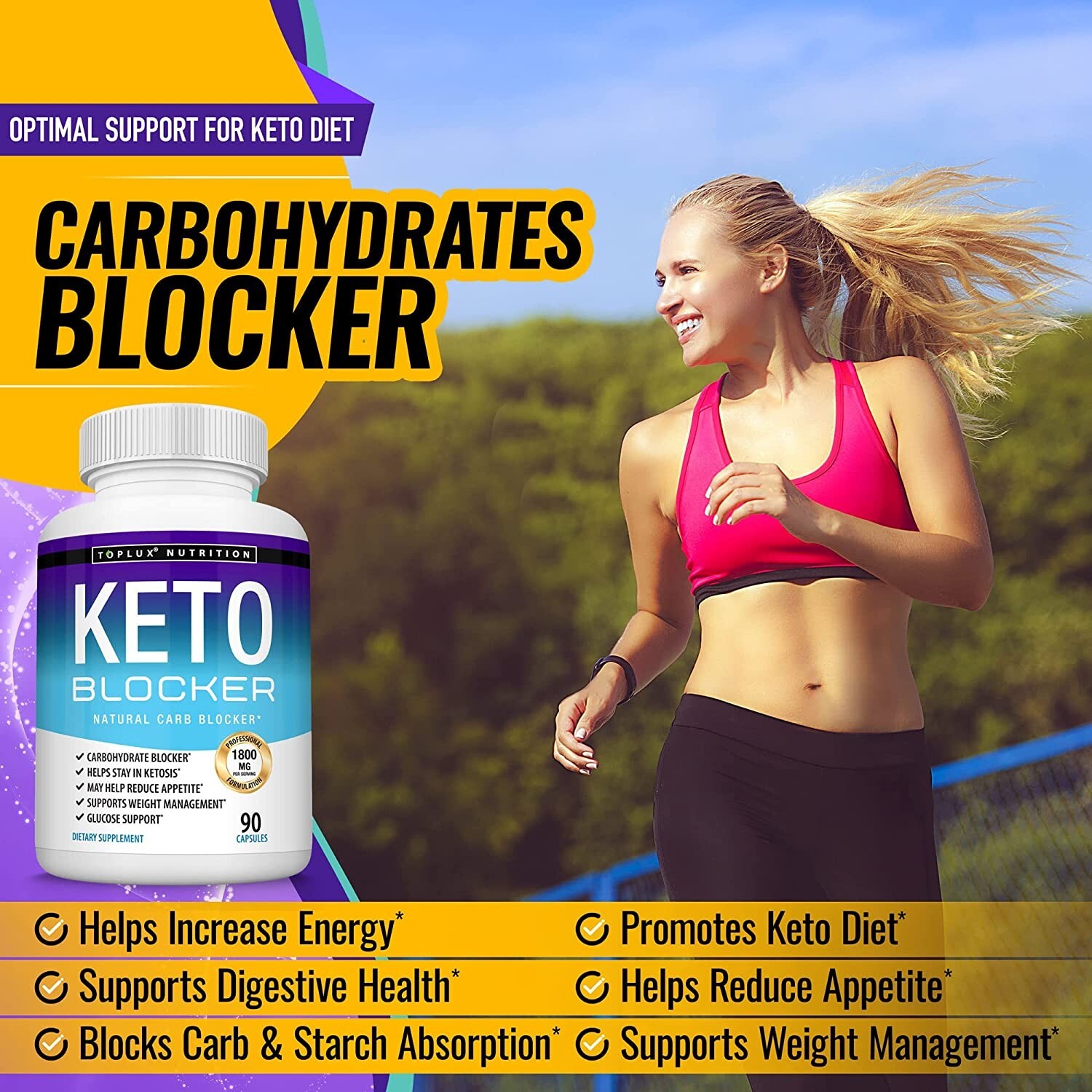 Keto Blocker Diet Pill 1800 MG Weight Loss Ketogenic Fat Burner & Carb Blocker