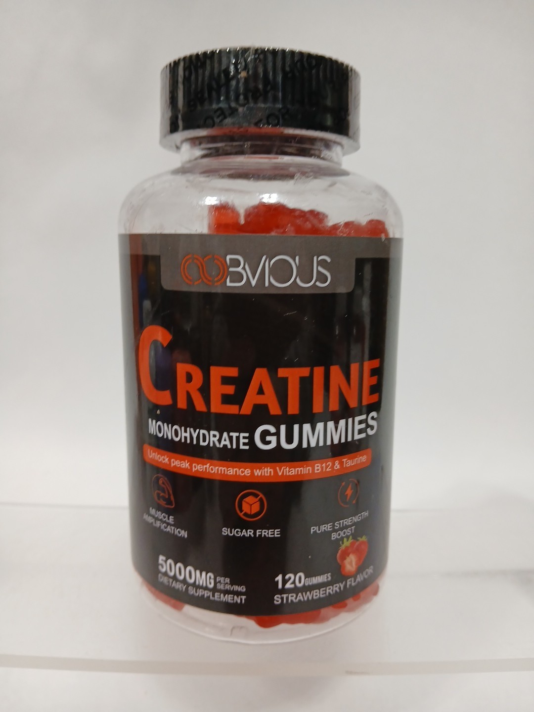 Oobvious Creatine Monohydrate Gummies 5000mg 120 Count Strawberry 06/26