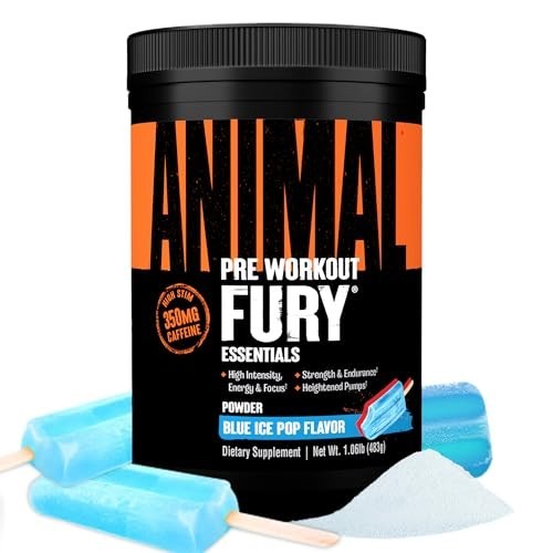 Pre Workout Powder – Blue Ice Pop, 350mg Caffeine, BCAA, Beta Alanine, Energy &