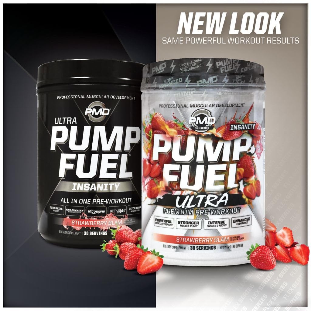 PMD Sports Pump Fuel Ultra Insanity Strawberry Slam Flavor 30 Servings Creatine
