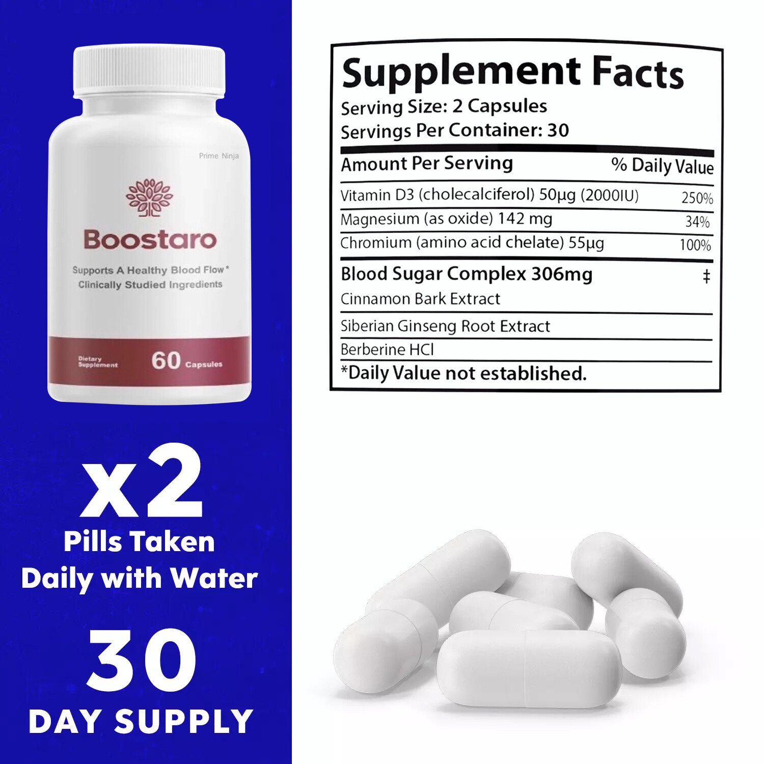 (2 Pack) Male Virility Blood Flow Supplement (60 Capsules)