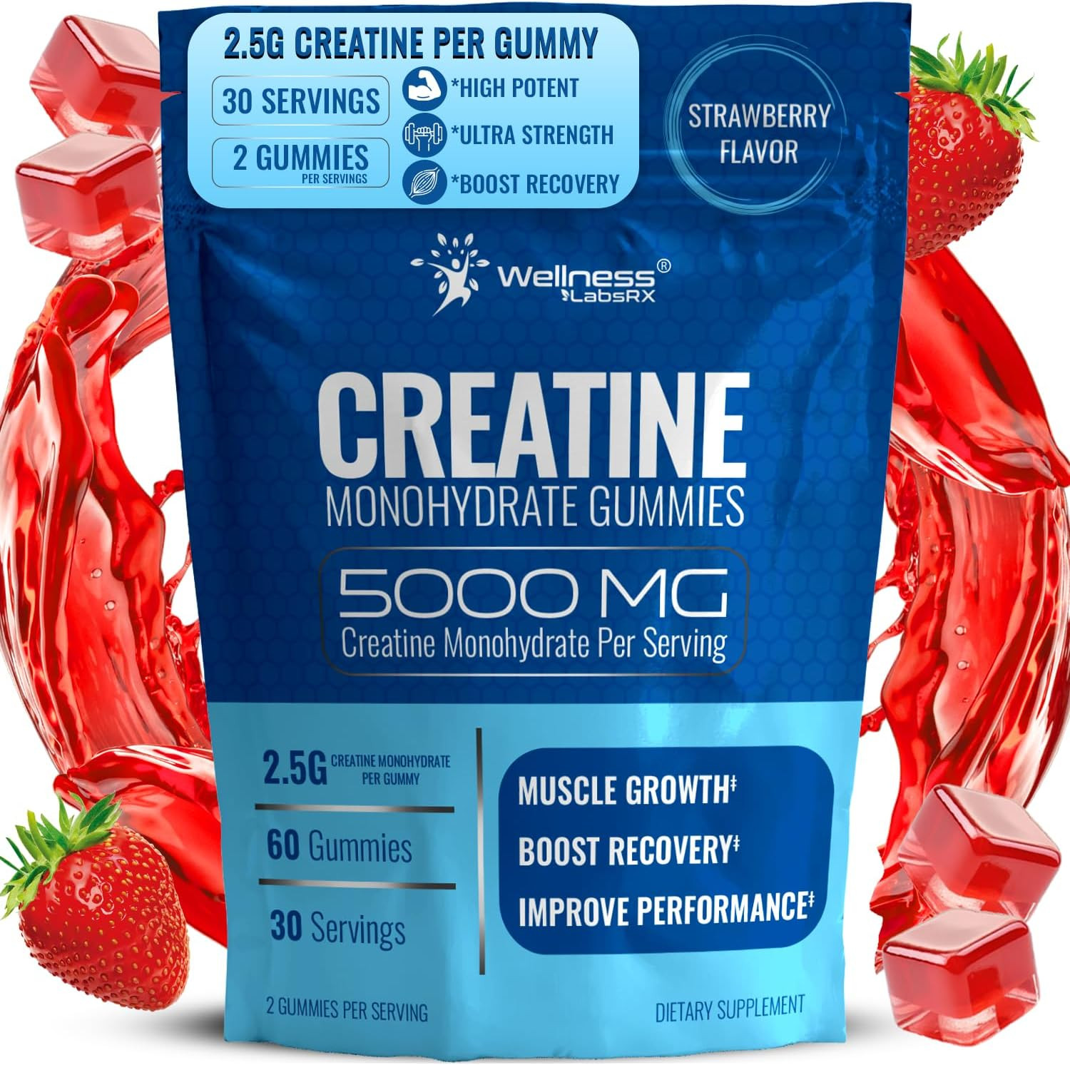 Creatine Gummies 5000Mg, 30 Servings Creatine Monohydrate Gummies – Third-Party