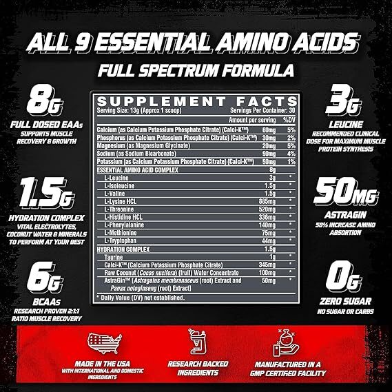 Nutrex Research EAA+ BCAAs Hydration Maui Twist Powder For Muscle Recovery
