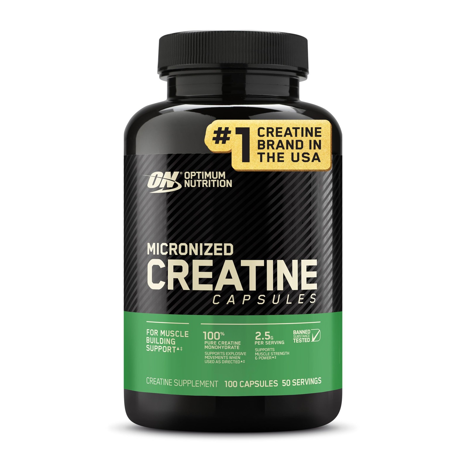 Micronized Creatine Monohydrate Capsules 25g Per Serving 100 Count Strength Reco