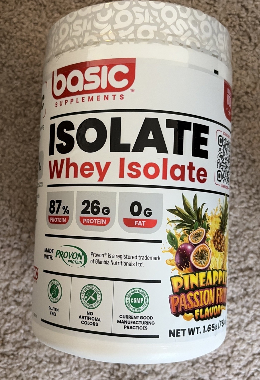Basic Supplements Whey Protein Blend 1.65lb Pineapple Passion Fruit Exp 5/28