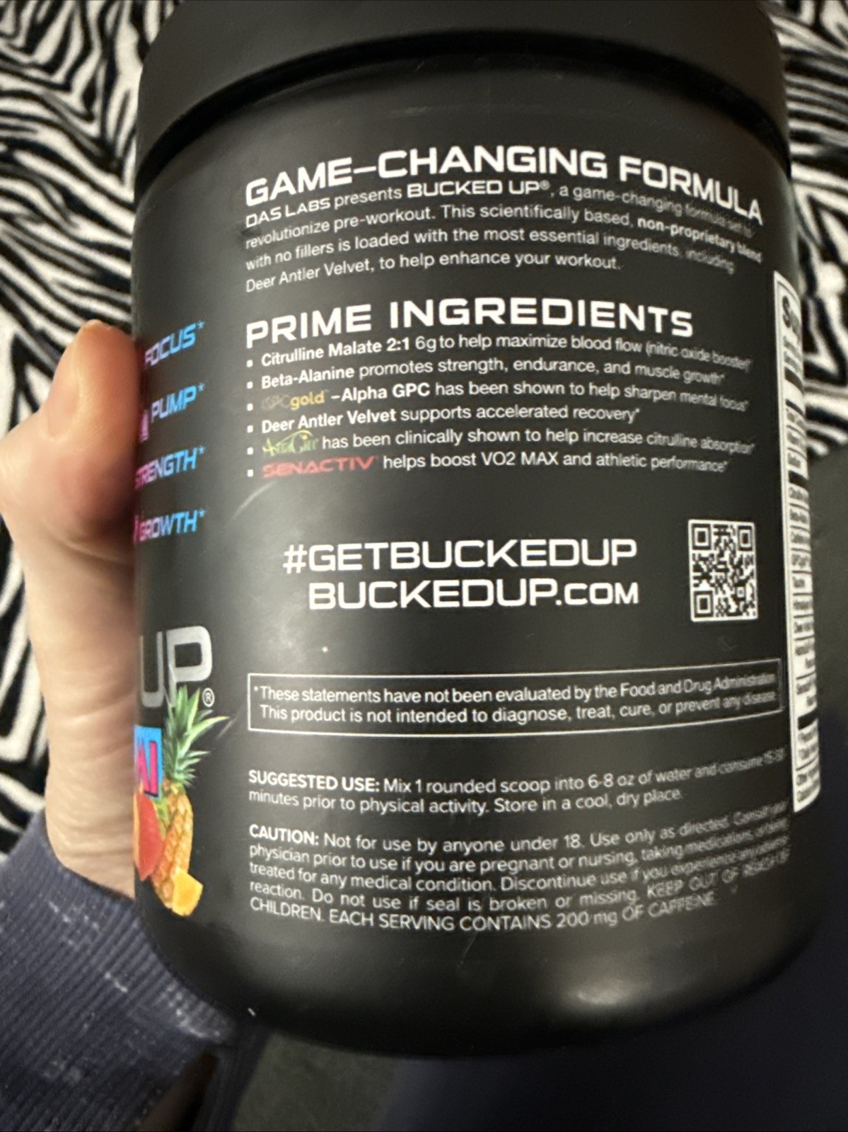 BUCKED UP Pre-Workout – Strawberry/Mango/Pineapple – 11.2oz – Miami
