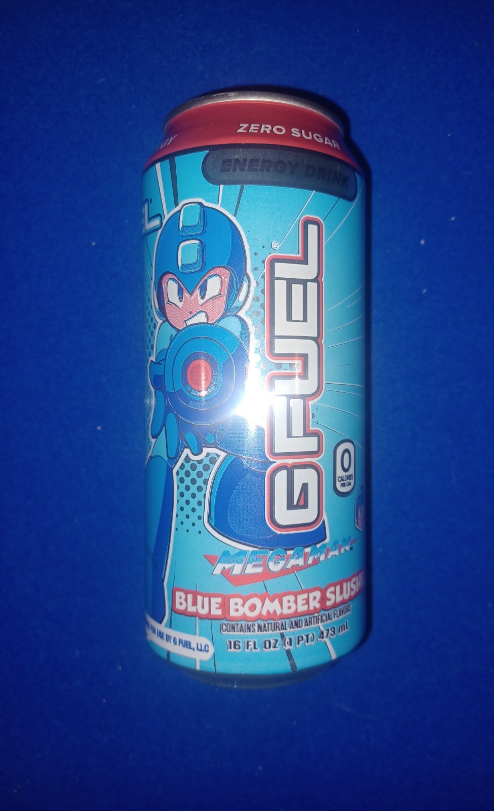G-Fuel Mega Man Energy Drink Full 16 Fl Oz Blue Bomber Slushee Flavor- NEW