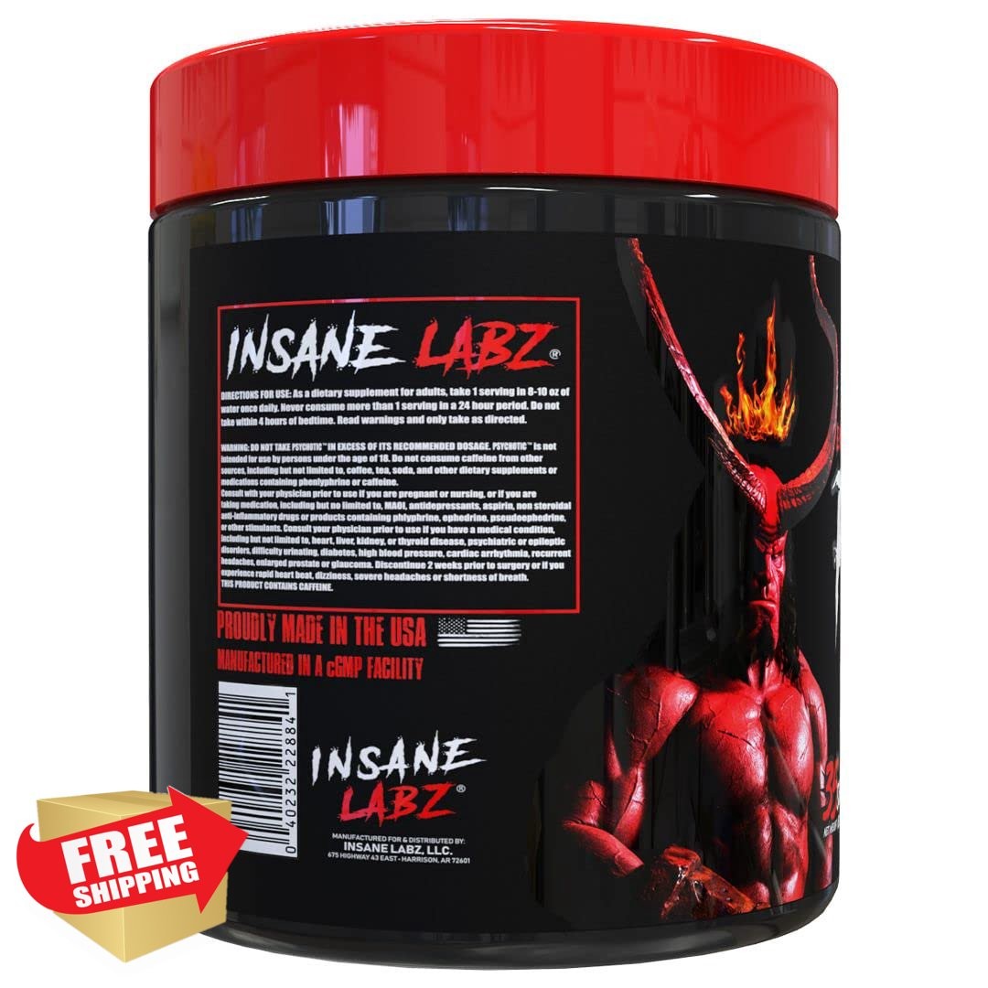 Insane Labz Hellboy Blue Rasp Pre Workout NO Booster 35 Servings Focus Energy