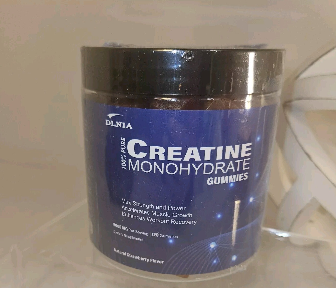 DLNIA creatine monohydrate gummies, 5000 MG, 120 gummies, strawberry Exp 06/26