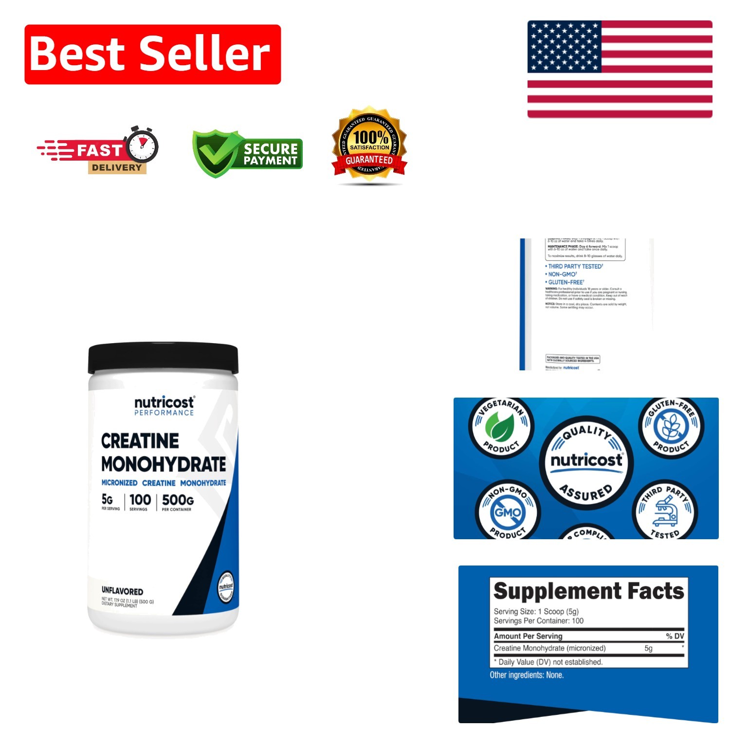 High-Quality Micronized Creatine Monohydrate Powder 500g – 100 Servings!