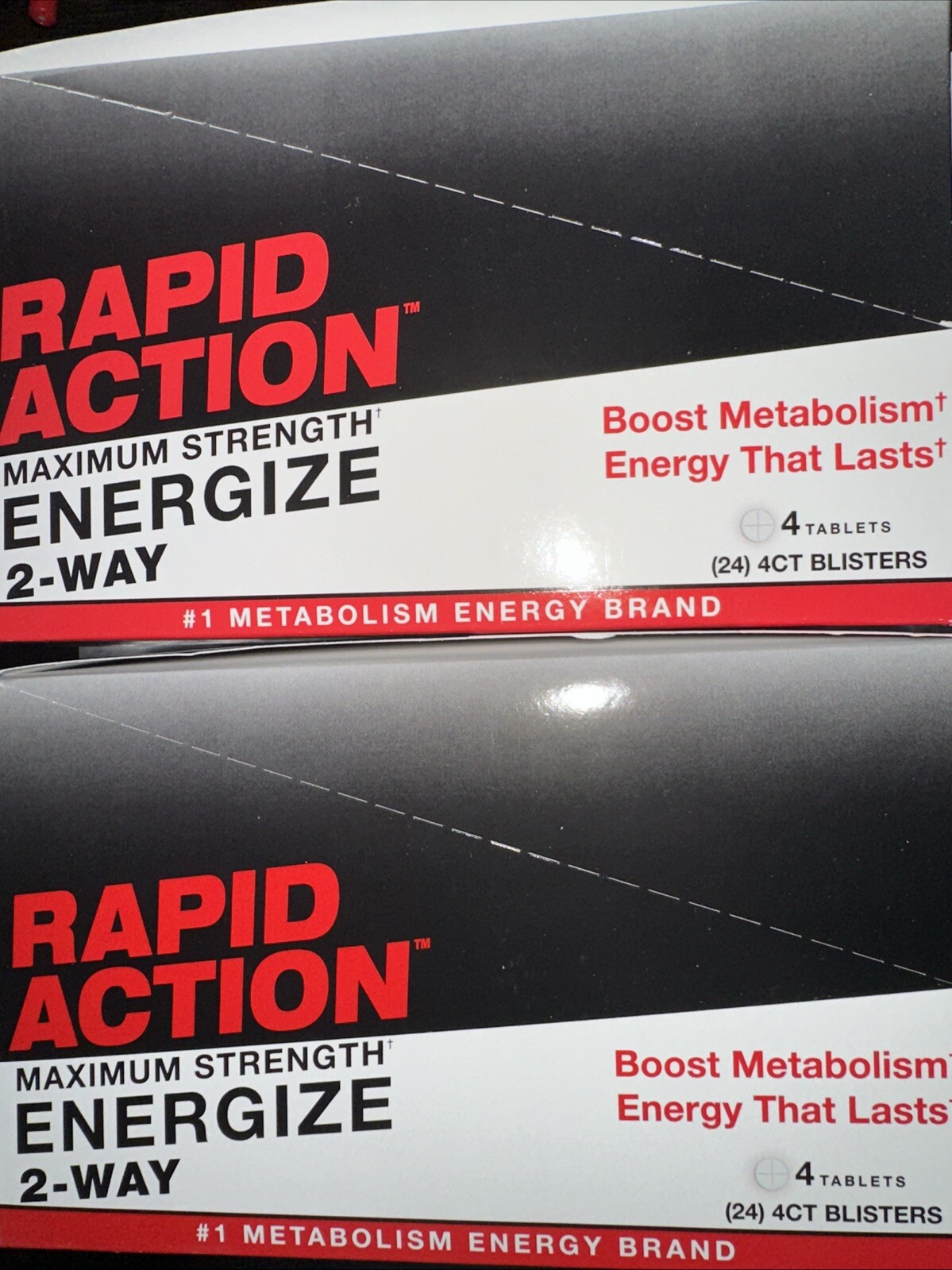Rapid Action 2 Way Lasting Energy Boost Metabolism 48 Packs 192 Pills 2 BOXES