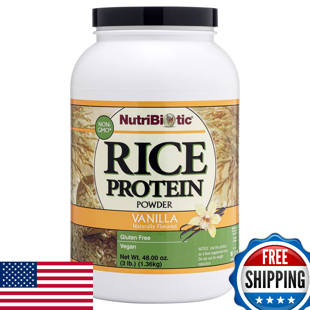 NutriBiotic Vanilla Rice Protein Powder, 3 Lb (1.36kg) – Low Carb, Keto, Vegan