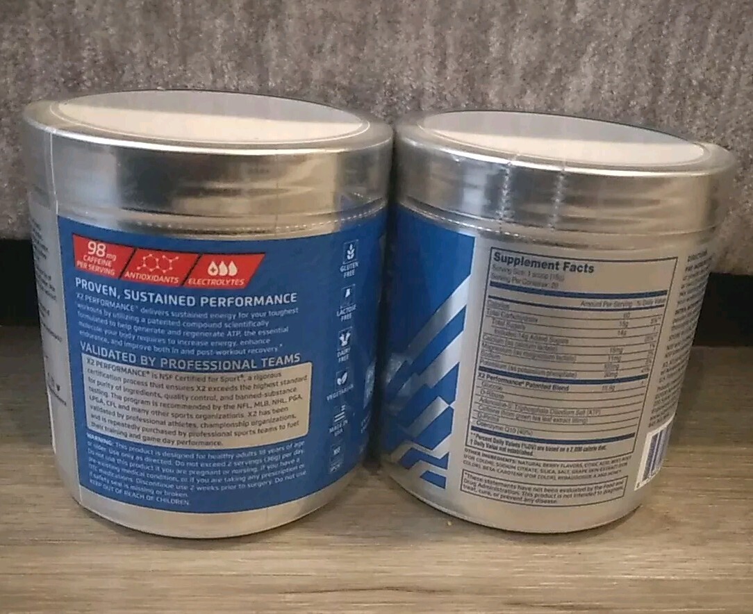 X2 Performance FRUIT PUNCH Clean Pre Workout Intra Powder Men Women Lot Of 2