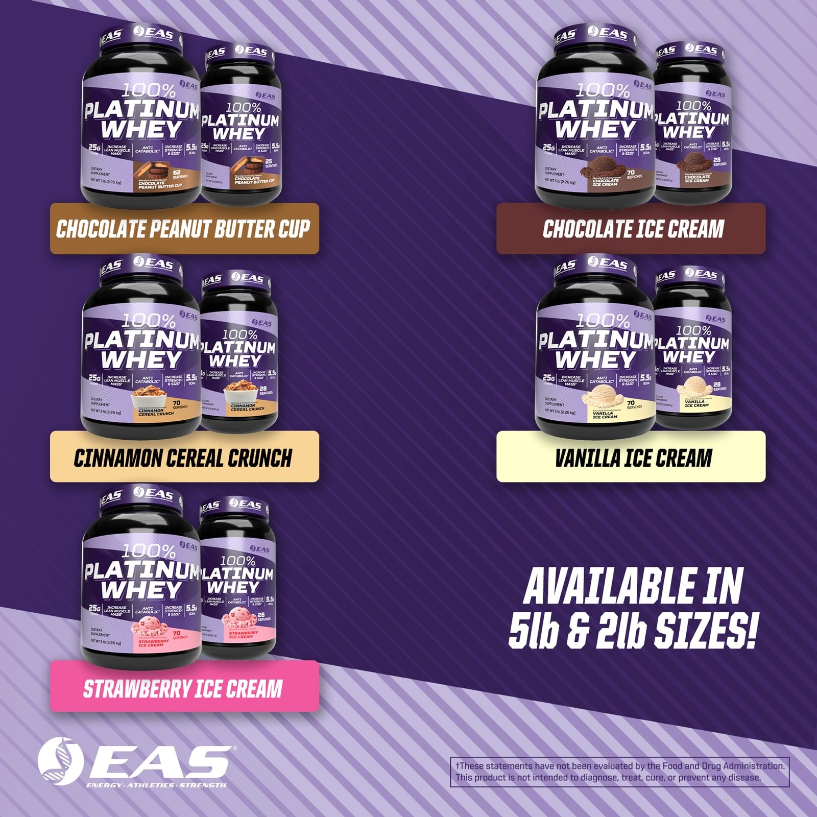 EAS 100% Platinum Whey Protein | 3 Ultra-Platinum Whey Proteins | Increase Size