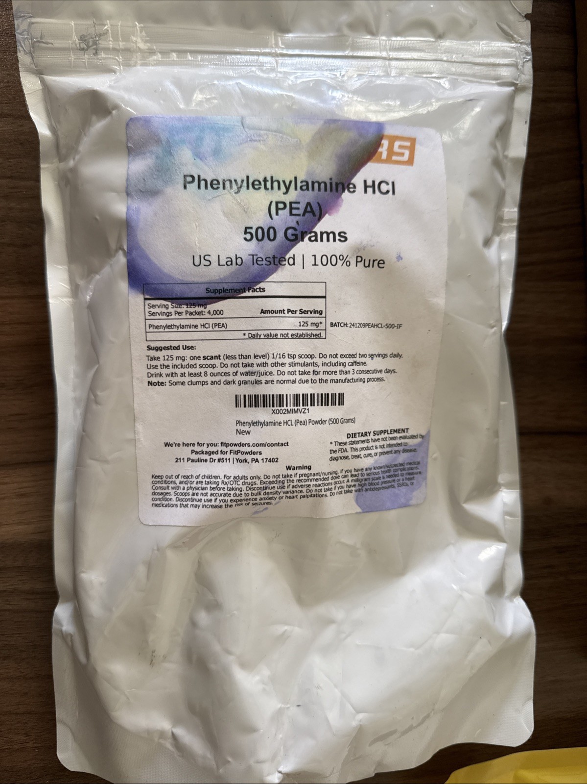 Phenylethylamine Supplement 500 Grams Phenethylamine HCL Form