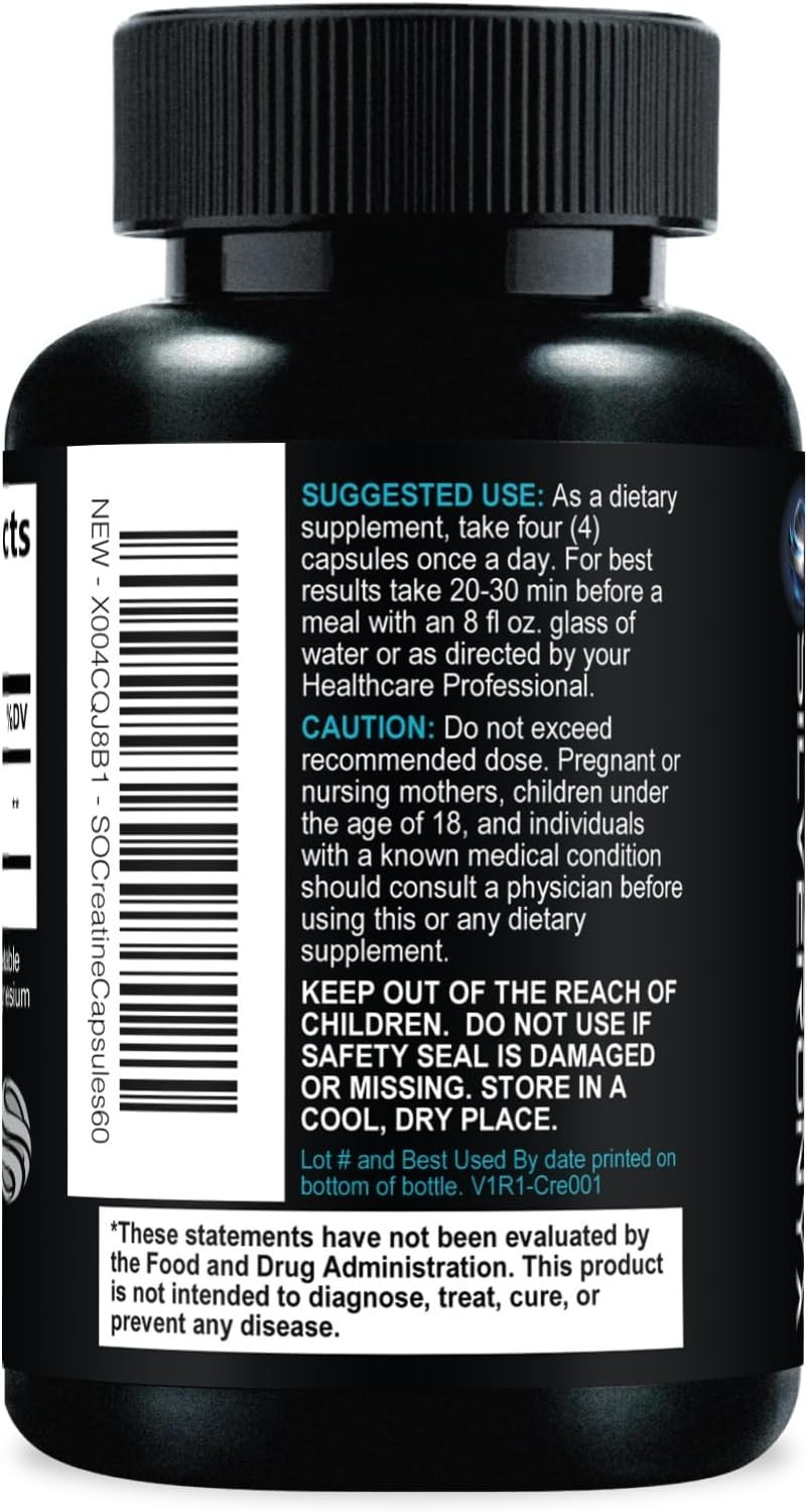 Fast-Absorbing Creatine Monohydrate 3000mg Capsules – Boost Strength & Power