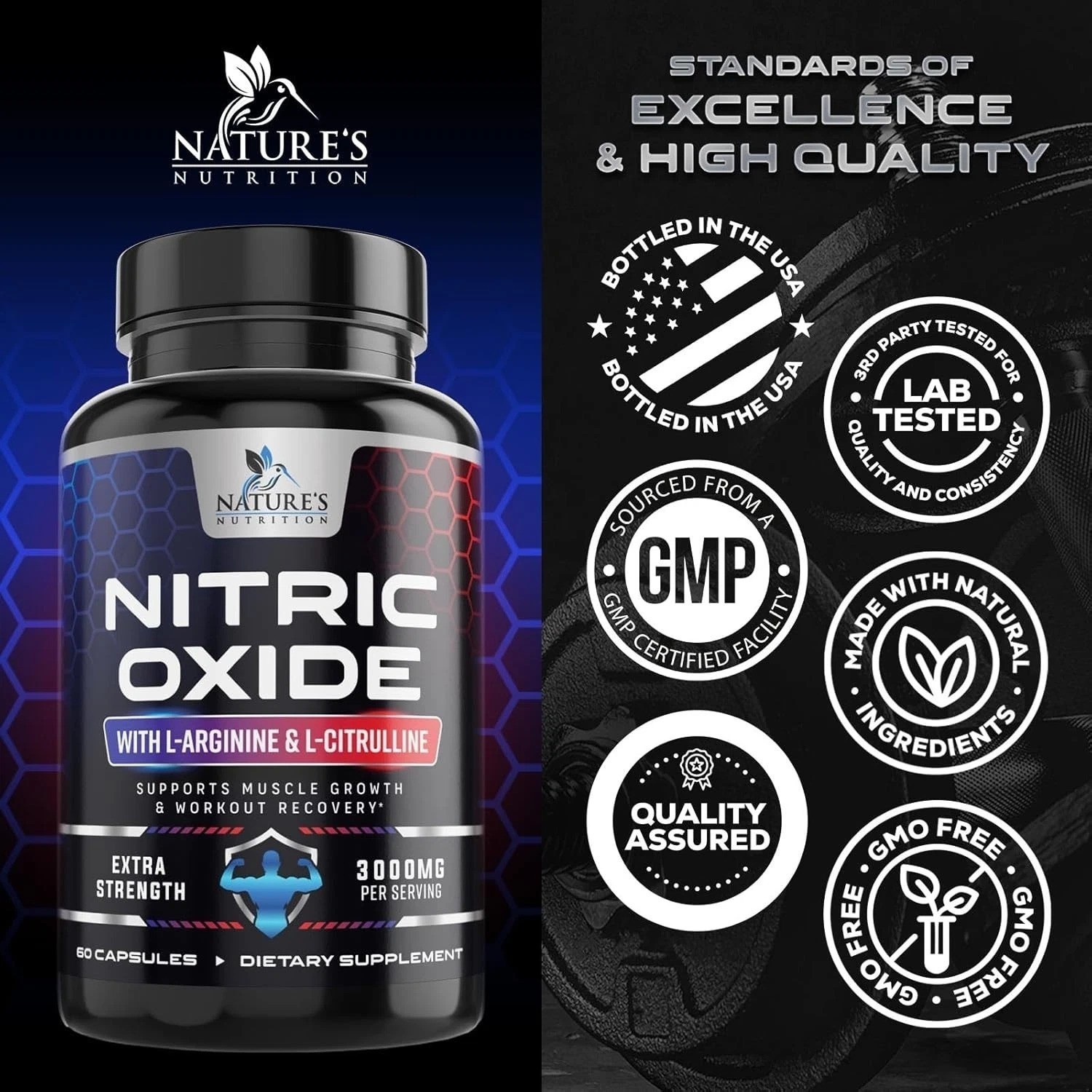 Nitric Oxide Booster Extra Strength 3000mg – L Arginine 3X Strength Nitric Oxide