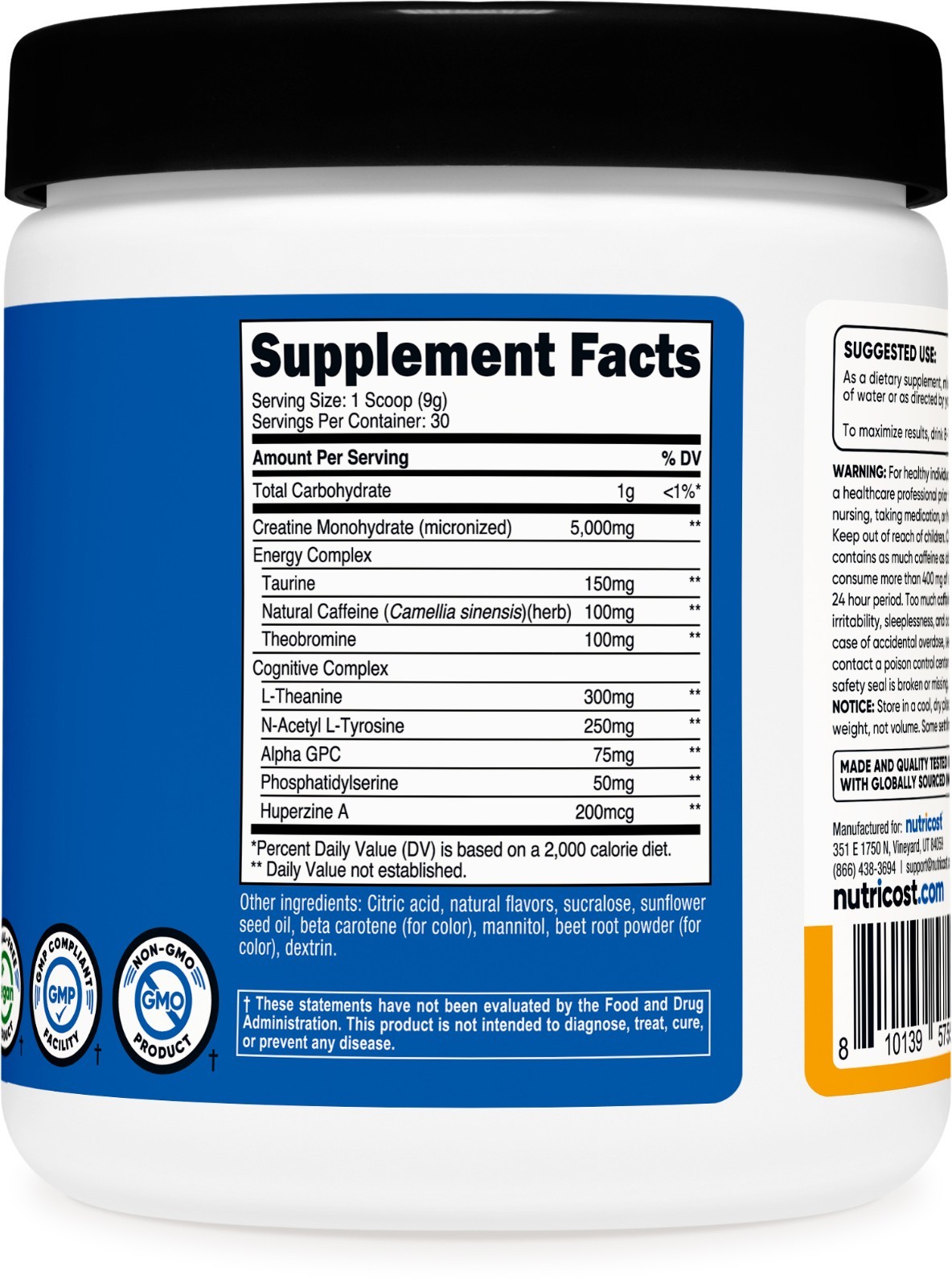 Nutricost Creatine + Energy 30 Servings (Peach Mango Flavored)