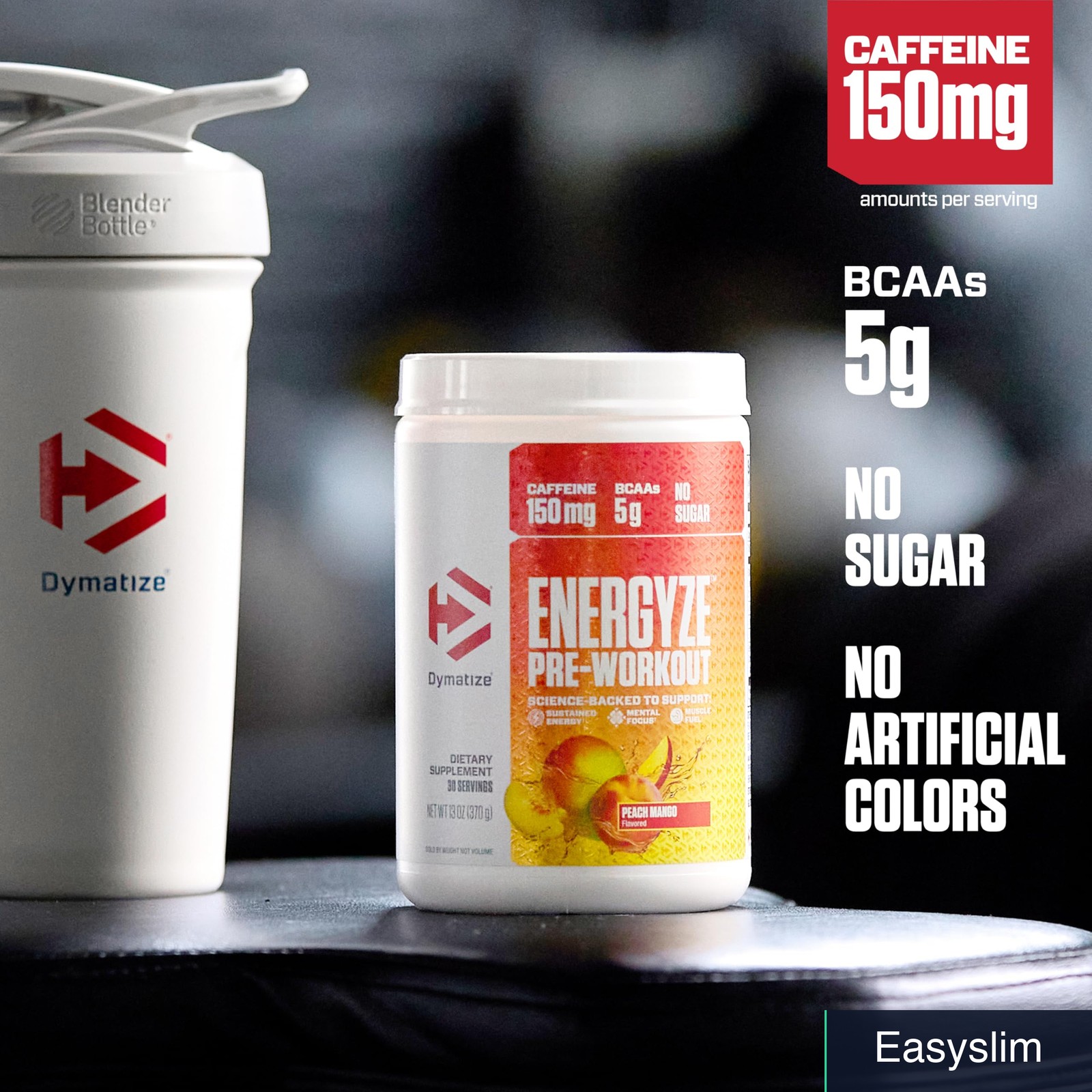Pre-Workout Powder 150mg Caffeine 5g BCAAs Peach Mango No Sugar 30 Servings