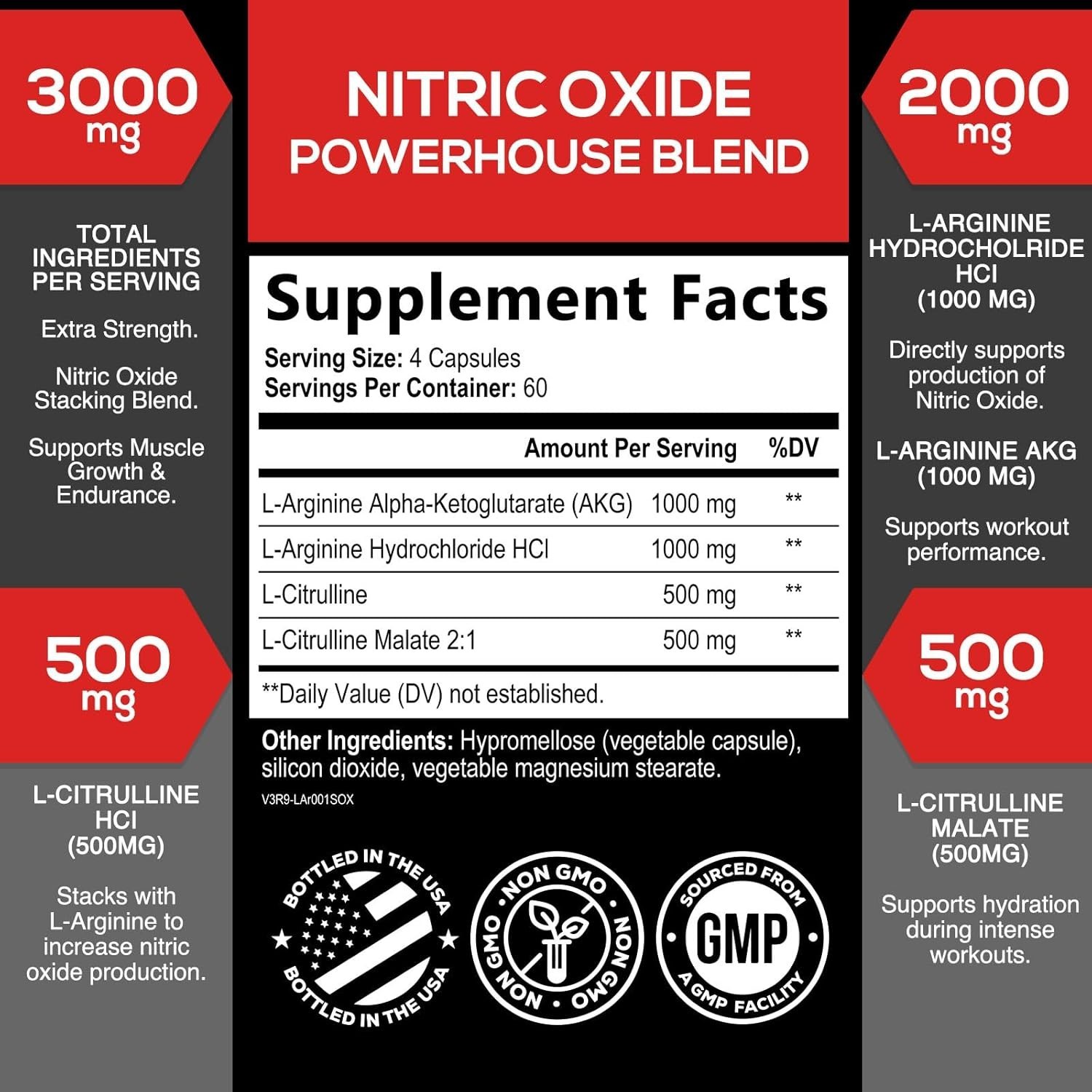 L-Arginine & Citrulline Malate Booster – 240 Capsules for Energy Support