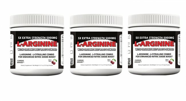Extra Strength L-Arginine 5000mg | Pre Workout | Cardio Amaze 3 Pk.