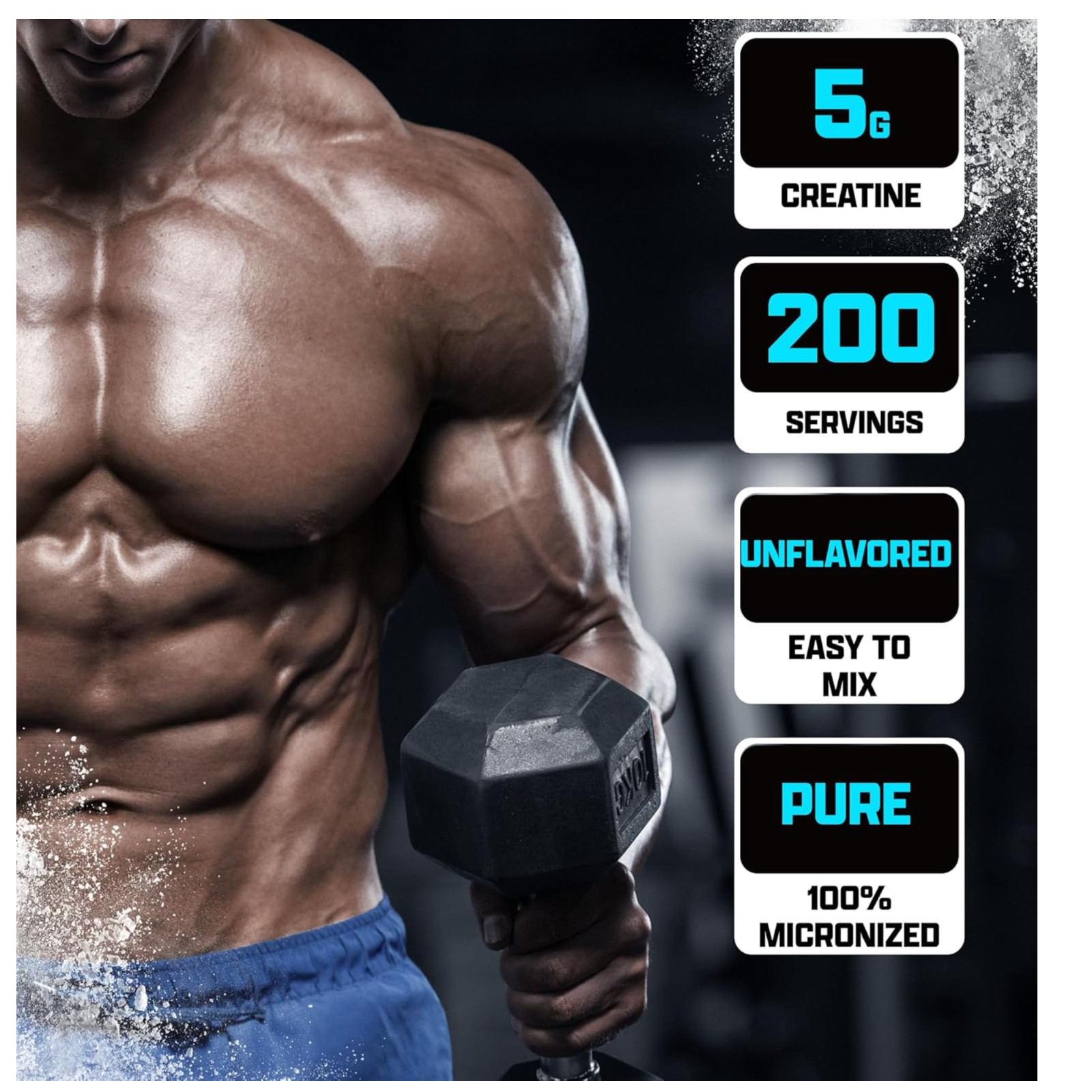Micronized Creatine Monohydrate Powder – 200 Servings (1KG) Pure, (2.2lbs)