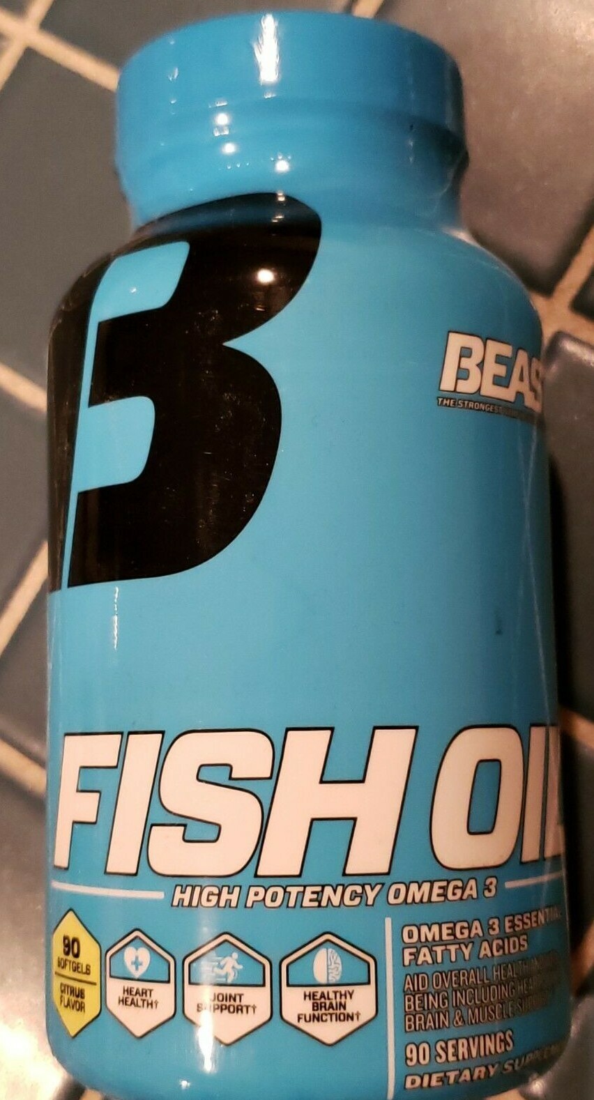 BEAST Sports – FISH OIL High Potency Omega 3 – CITRUS 90 Softgels – Exp 7/2025