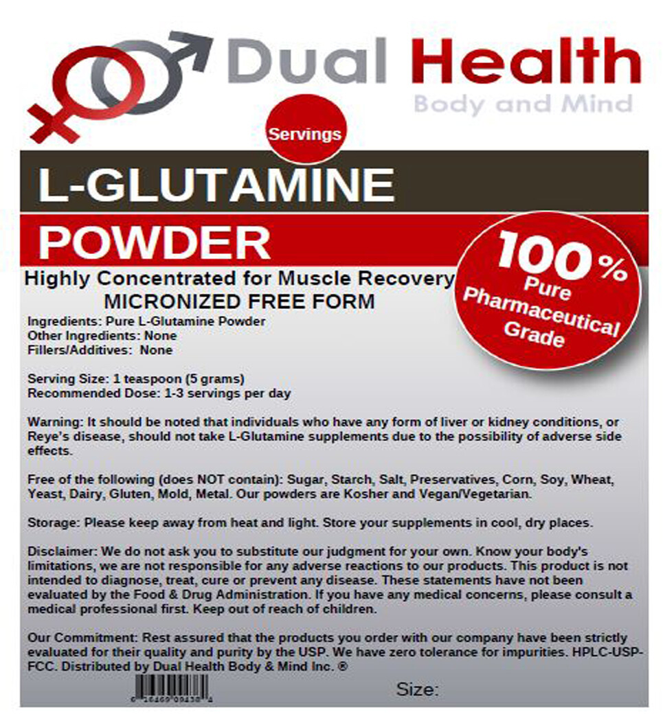 L-GLUTAMINE 250g (8.8 oz) Powder Free Form Kosher Kosher Bodybuilding Recovery