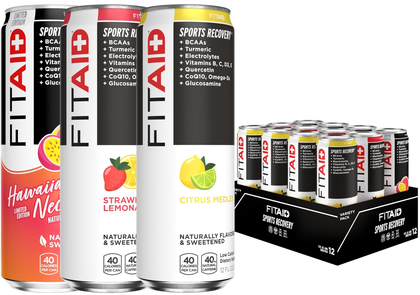 LIFEAID FITAID Recovery Blend, Variety Pack, BCAAs, Glucosamine, Electrolytes