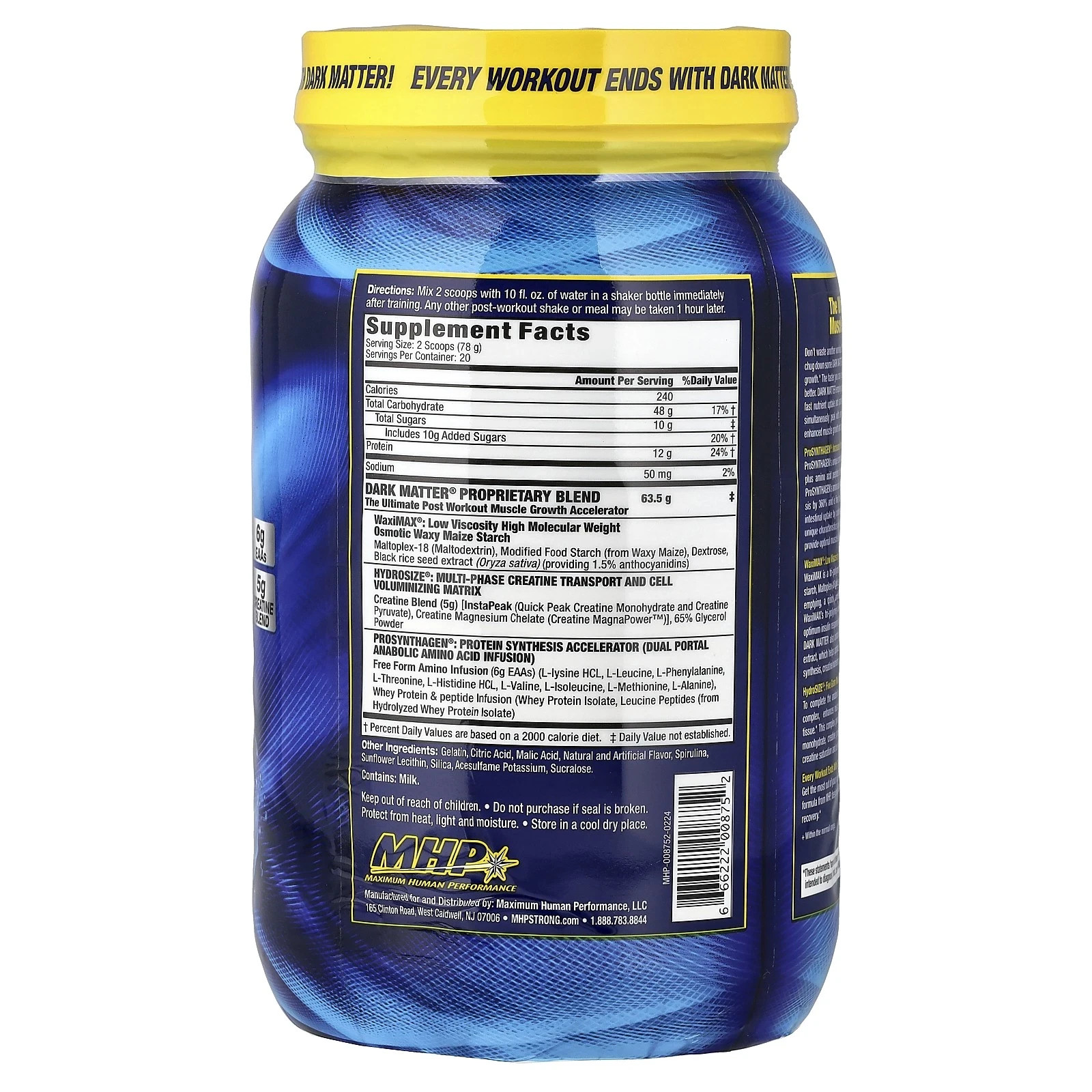 DARK MATTER Post-Workout Muscle Growth – Blue Raspberry – 3.44 lbs – Pack of 3