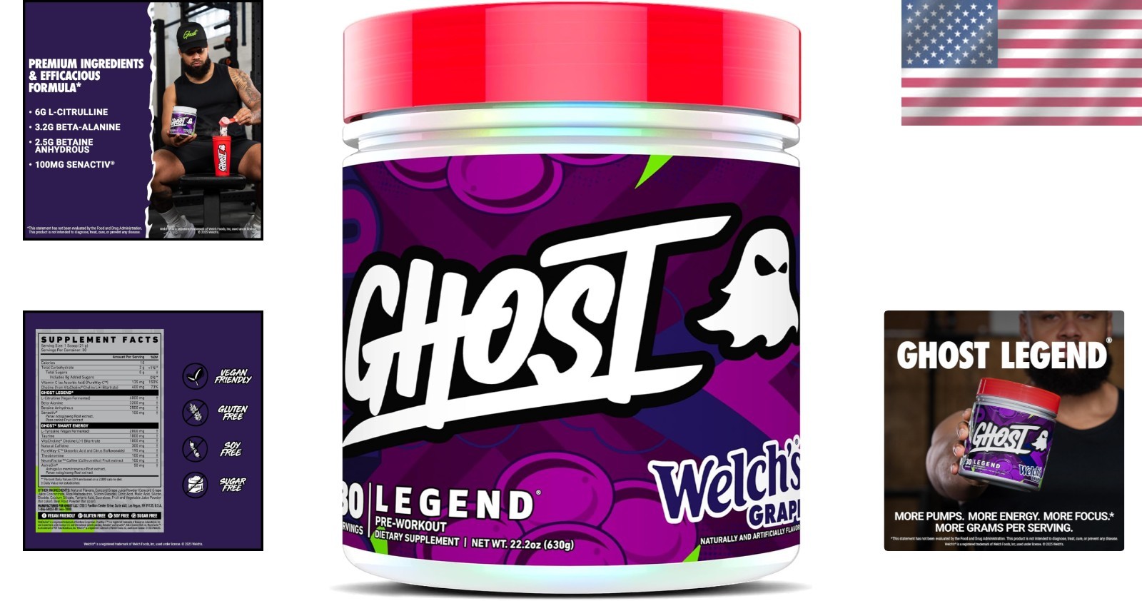 Legend Pre-Workout Powder – Welch’s Grape, 30 Servings, Sugar-Free Energy Boost