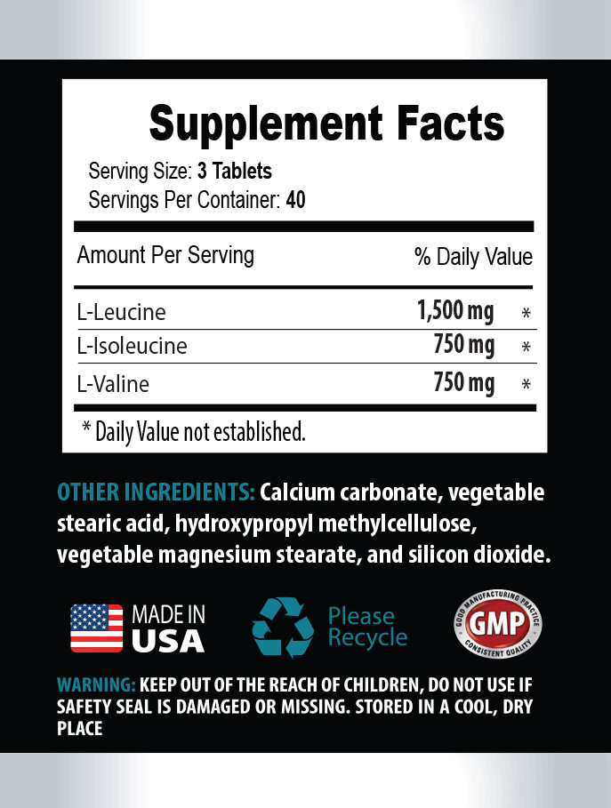 amino acids capsules – BCAA 3000mg – muscle growth pills – 1 Bottle 120 Tablets