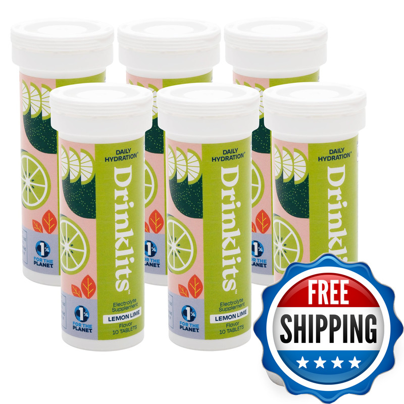 Drinklits Lemon Lime Electrolyte Fizzy Hydration Tablets 6 Tube Bundle 0G Sugar