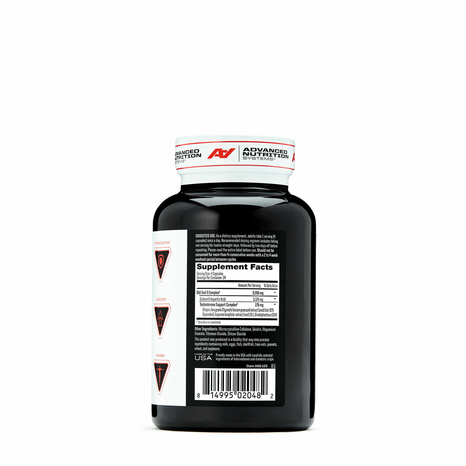 ANS | DAA TEST-5 – Testosterone Boost, Strength, Libido, Energy | 96 Capsules