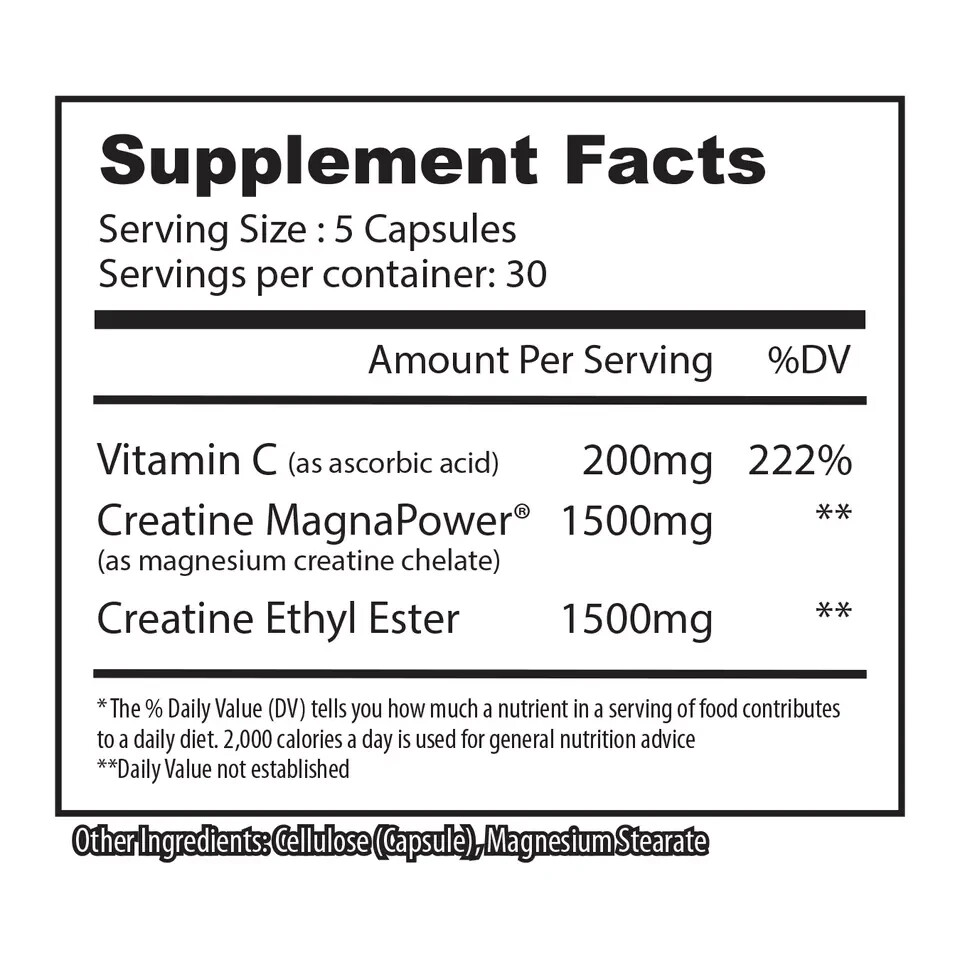 Alpha Supps CRE X2 CREATINE MagnaPower / Creatine Ethyl Ester CEE Blend 150 Caps