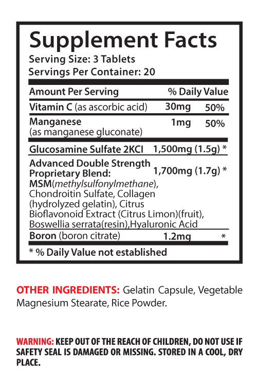 collagen supplement – Glucosamine & MSM 3200mg – arthritis pain pills 2 Bottles