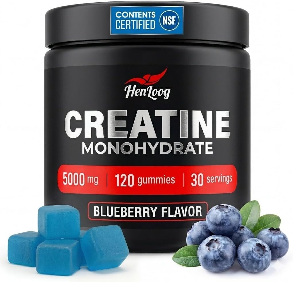 Creatine Monohydrate Gummies 5000mg Sugar Free Vegan Pre Workout 120 Count