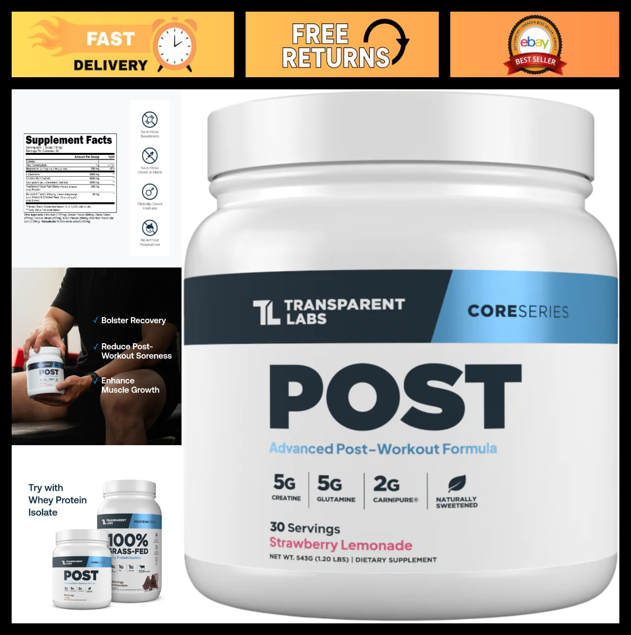 Post-Workout Recovery Muscle Builder with L-Glutamine & Beta-Alanine – 30 Servin