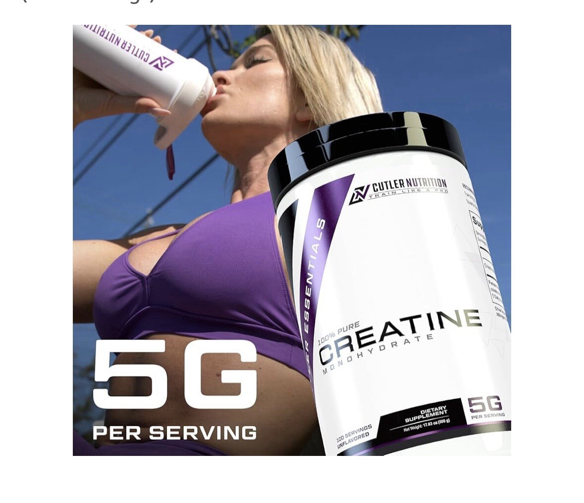 Cutler Nutrition Creatine Monohydrate Supplement Unflavored EXP: 03/2026