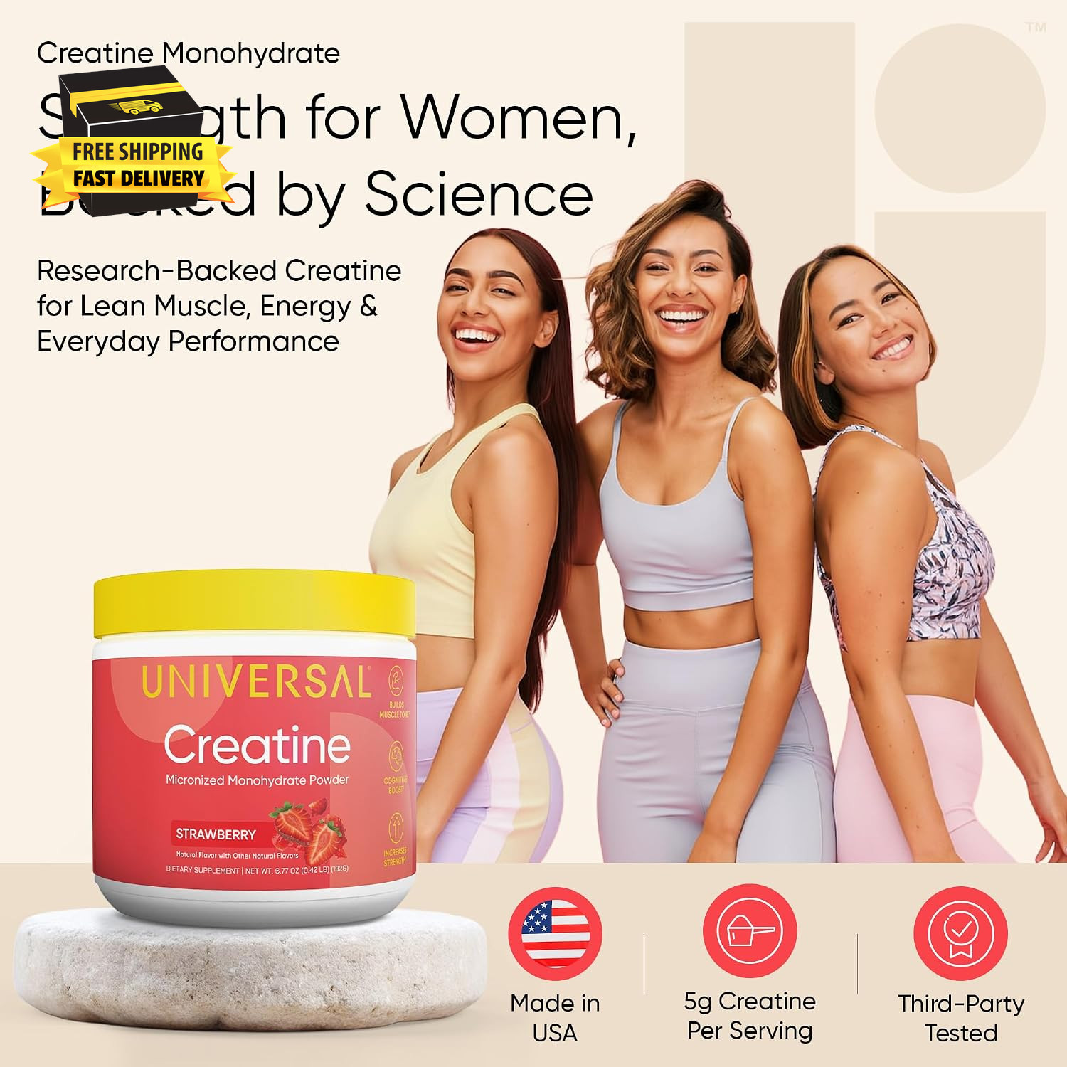 Creatine Monohydrate for Women – Flavored Creatine Powder, Female Strength, Ener