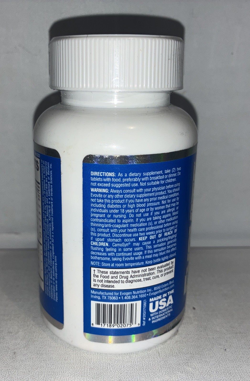 Evogen Nutrition EvoLog Elite Nutrient Partitioning Agent 60 Caps EXP 02/2027