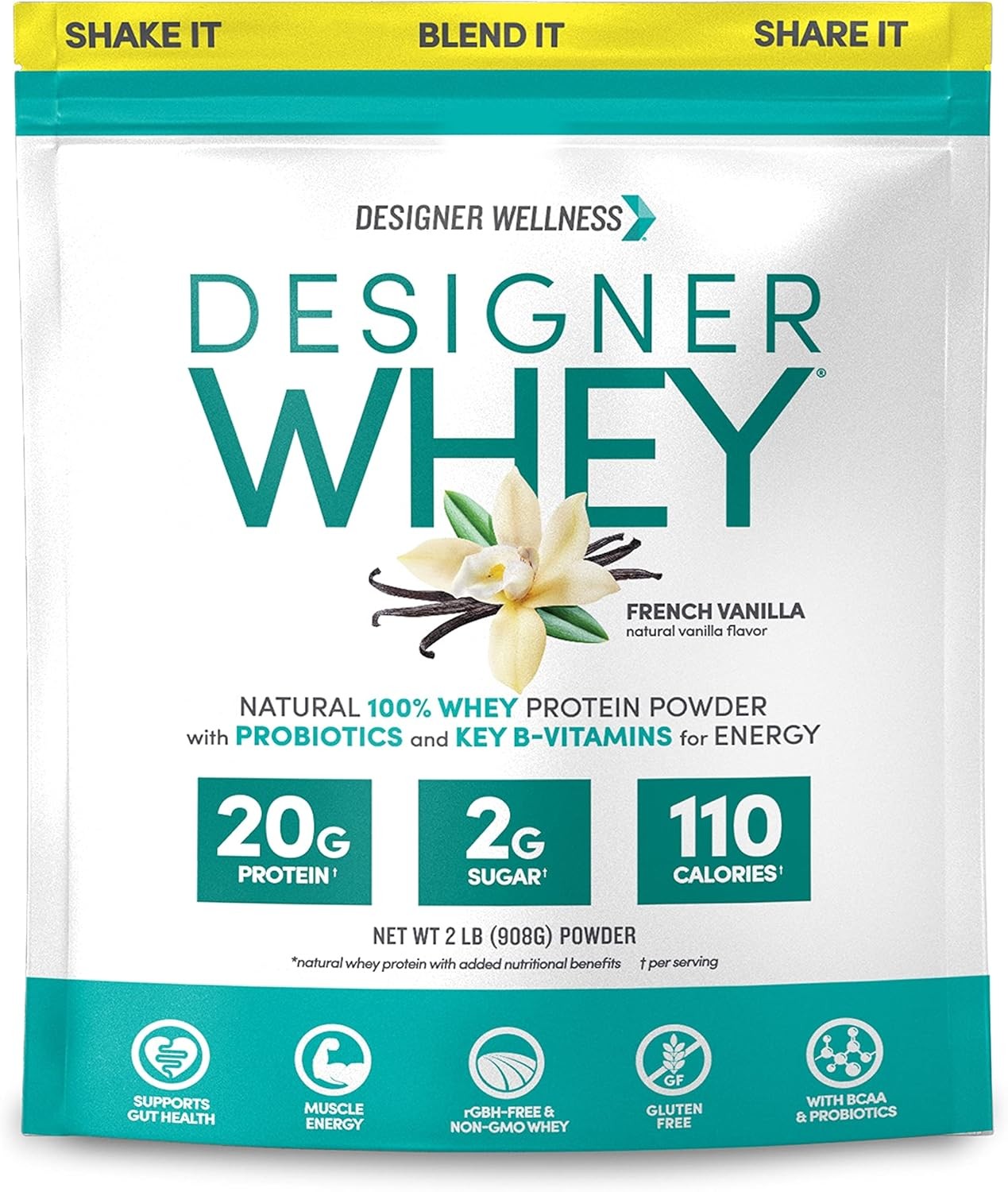 Designer Wellness, Whey, Natural Whey Protein 2 Pound (Pack of 1)