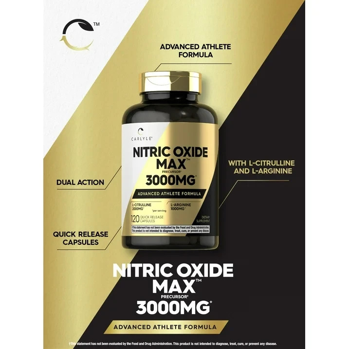 Nitric Oxide Booster L-Arginine, L-Citrulline 3000mg 120 Caps HIGHEST POTENCY