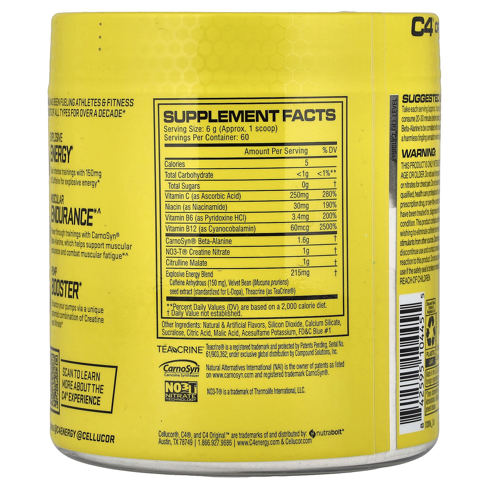 C4 Original, Pre-Workout, Icy Blue Razz, 12.7 oz (360 g)