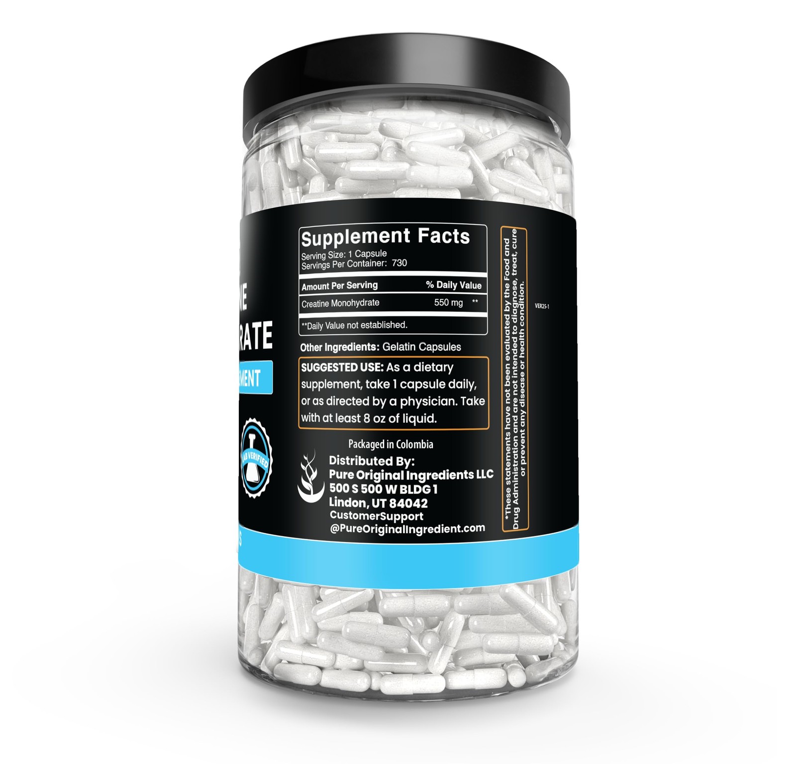 Pure Original Ingredients Creatine Monohydrate 730 Capsules No Magnesium Or R…